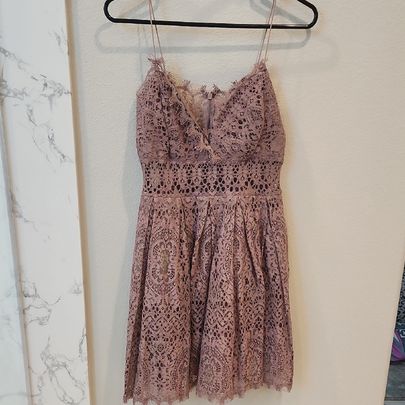 ASOS Dresses & Skirts - ASOS Lace Mini Dress in Dusty Pink